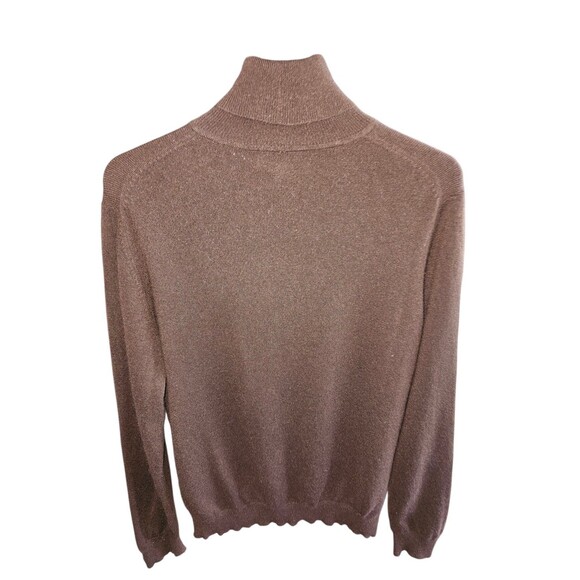 Vintage Leyla Mitra Brown Turtleneck Cashmere Sweater Top Pullover Size XL - Picture 4 of 8